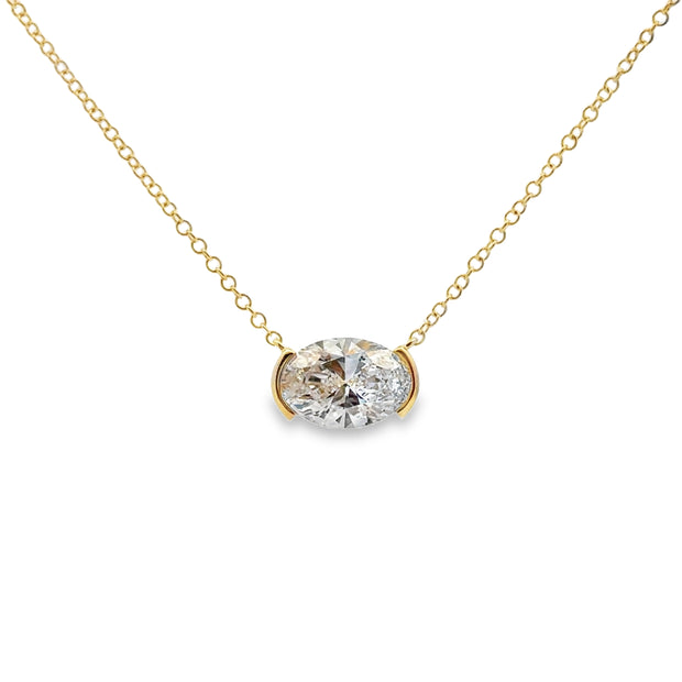 Lab Grown Yellow Gold Diamond Solitaire Necklace