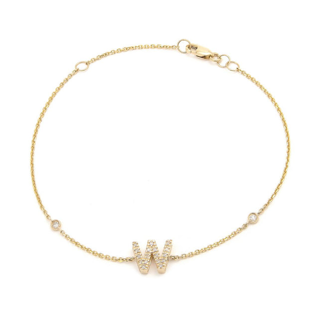 Yellow Gold Diamond Initial Bracelet