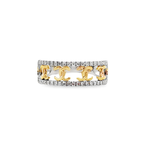 Yellow Gold and Platinum Diamond Fashion Band
