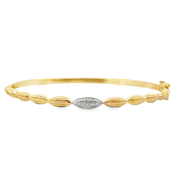 Shy Creation Yellow Gold Diamond Bangle Bracelet