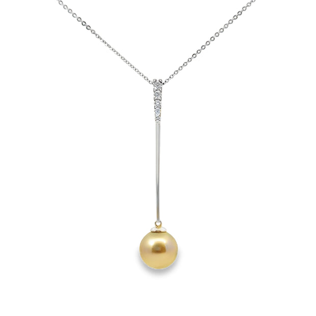 White Gold Pearl and Diamond Pendant
