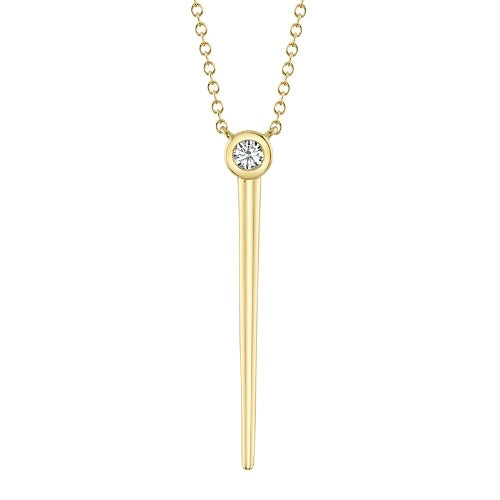 Shy Creation Yellow Gold Diamond Solitaire Necklace