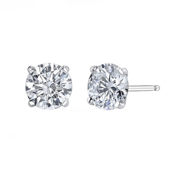 Lab Grown 6.33 Cttw. 14K White Gold Diamond Solitaire Earrings