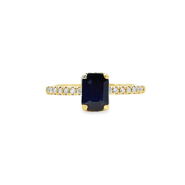 Yellow Gold Sapphire and Diamond Ring