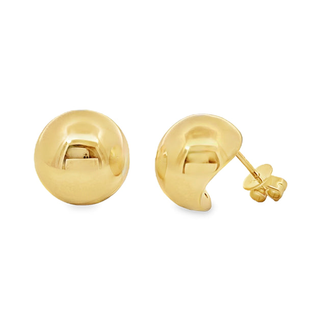Yellow Gold Button Stud Earrings