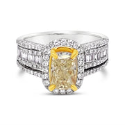 White/Yellow Gold Fancy Yellow Diamond Halo Ring