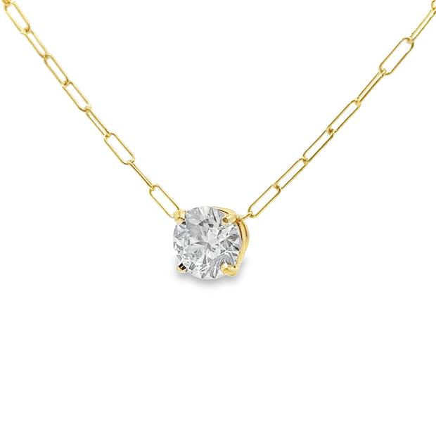 Lab Grown 1.41 Ct. Yellow Gold Diamond Solitaire Pendant