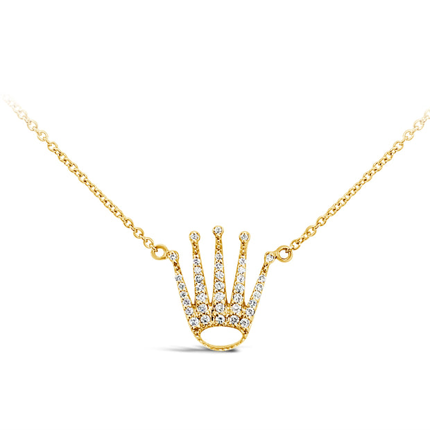 Yellow Gold Diamond Crown Necklace