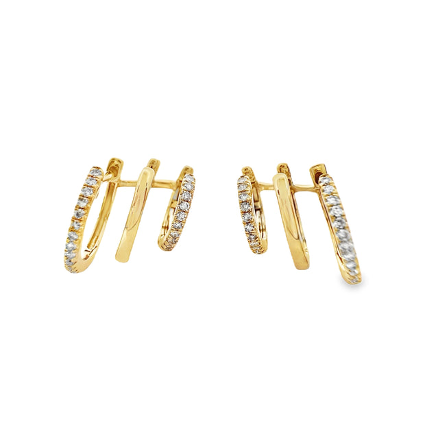 Yellow Gold Diamond Huggie Earrings