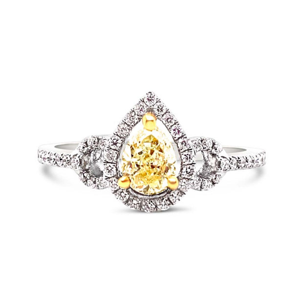 White/Yellow Gold Fancy Yellow Diamond Halo Ring