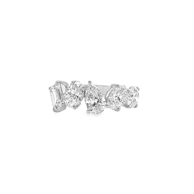 Lab Grown White Gold Five Stone Multi-Shape Diamond Band