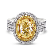 White/Yellow Gold Fancy Yellow Diamond Halo Ring