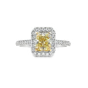 White/Yellow Gold Fancy Yellow Diamond Halo Ring