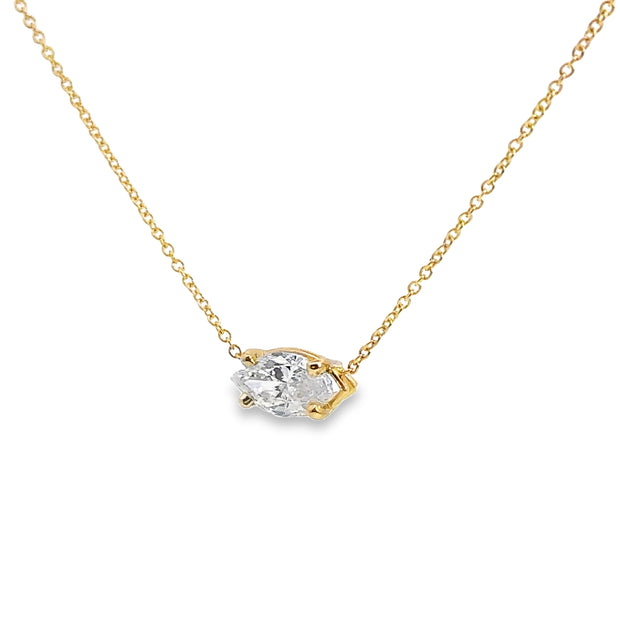 Yellow Gold Diamond Solitaire Necklace