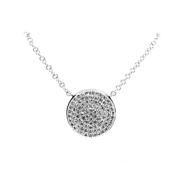 White Gold Diamond Disc Necklace