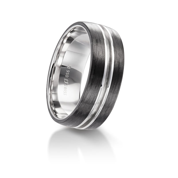 Furrer Jacot Palladium/Carbon Fiber Men's Wedding Band