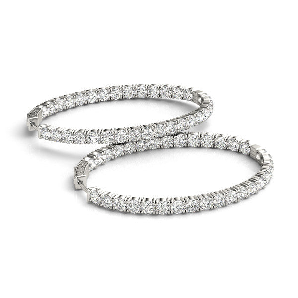 Forevermark White Gold Inside Outside Diamond Hoop Earrings