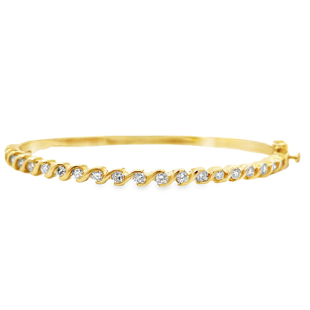 Yellow Gold Diamond Bangle Bracelet