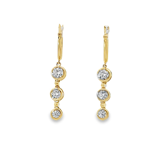 Yellow Gold Diamond Dangle Fashion Earrings