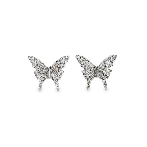 White Gold Diamond Butterfly Stud Earrings