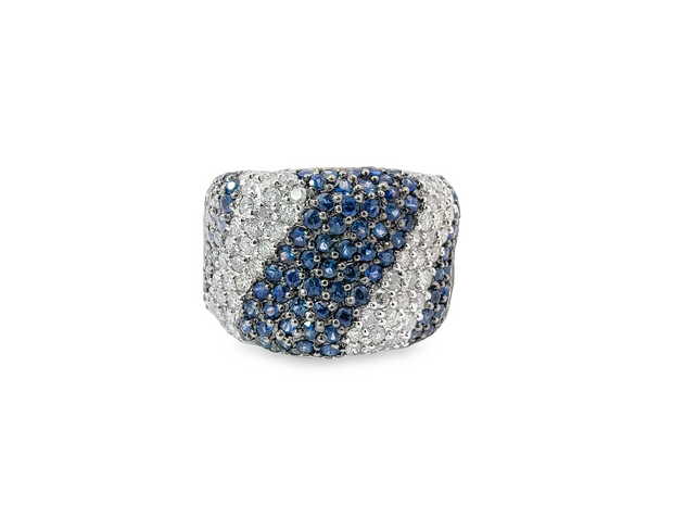 White Gold Sapphire and Diamond Fashion Ring