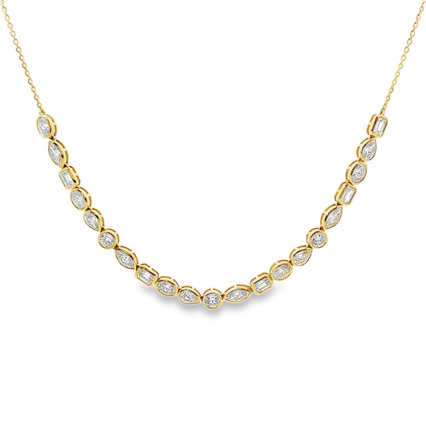 Lab Grown Yellow Gold Multi-Shape Diamond Necklace