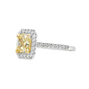 White/Yellow Gold Fancy Yellow Diamond Halo Ring