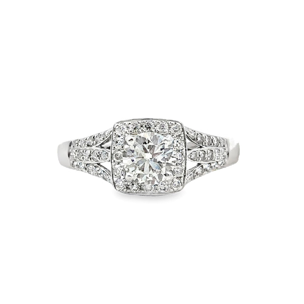 Lab Grown White Gold Diamond Halo Engagement Ring