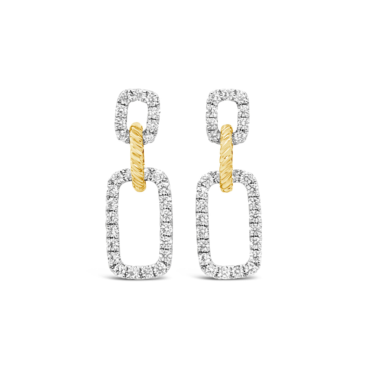 White/Yellow Gold Diamond Dangle Fashion Link Earrings