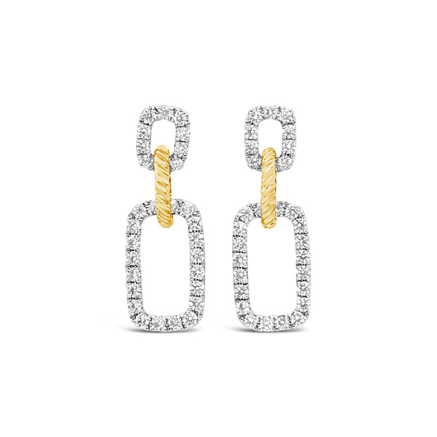 White/Yellow Gold Diamond Dangle Fashion Link Earrings