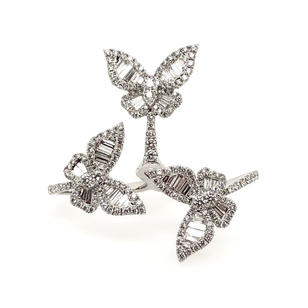 18K White Gold Diamond Butterfly Fashion Ring