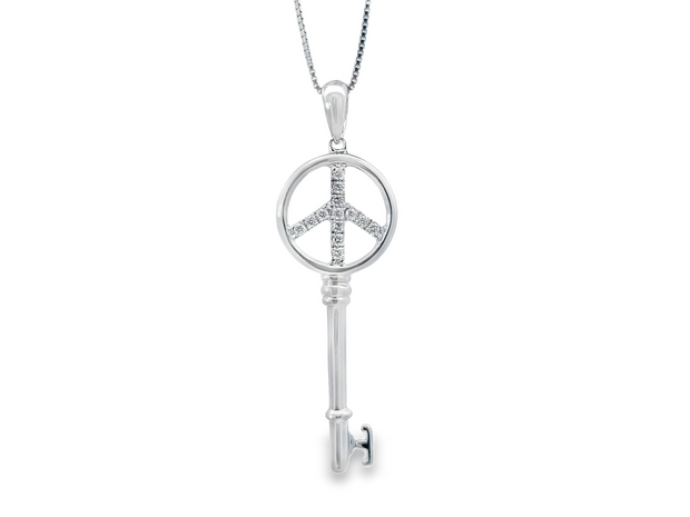 White Gold Diamond Key Pendant