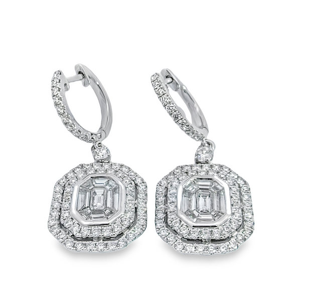 White Gold Diamond Dangle Earrings