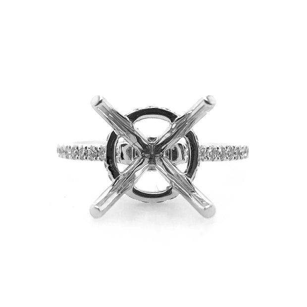 White Gold Hidden Halo Diamond Engagement Ring