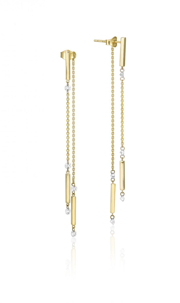 Yellow Gold Diamond Dangle Earrings