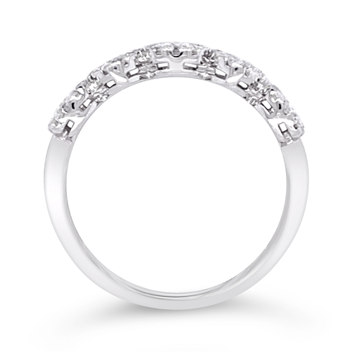 White Gold Five Halo Cluster Stackable Diamond Band