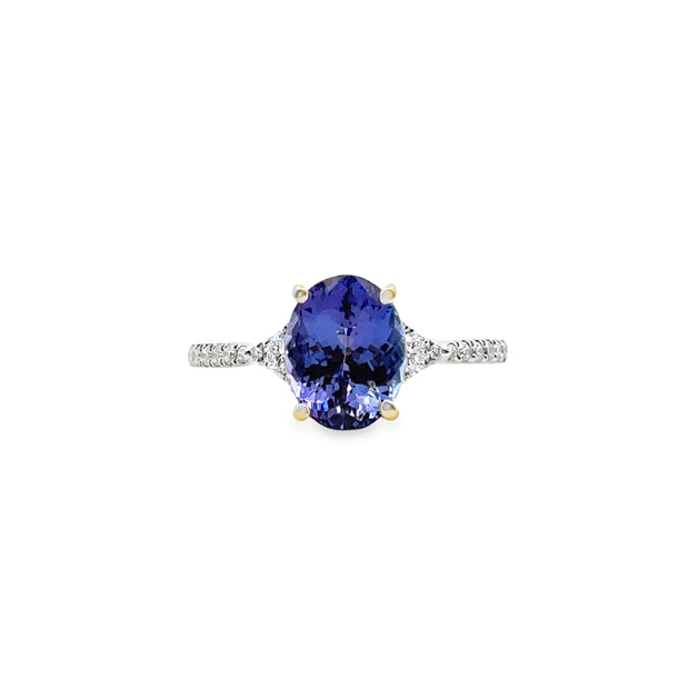 White Gold Tanzanite and Diamond Ring