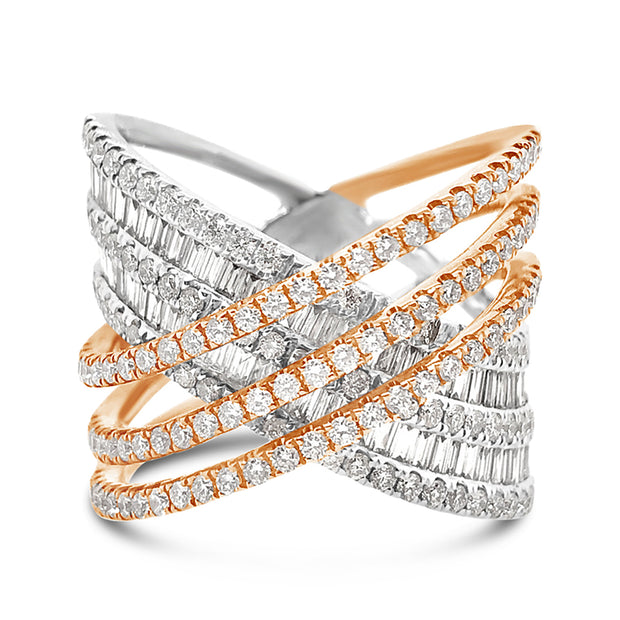 White/Rose Gold Diamond Fashion Ring