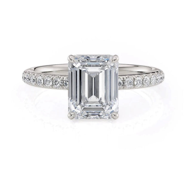Lab Grown Emerald Cut White Gold Diamond Michael M. Engagement Ring