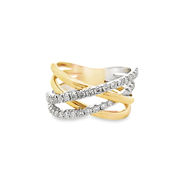 Yellow Gold and Platinum Diamond Fashion Ring