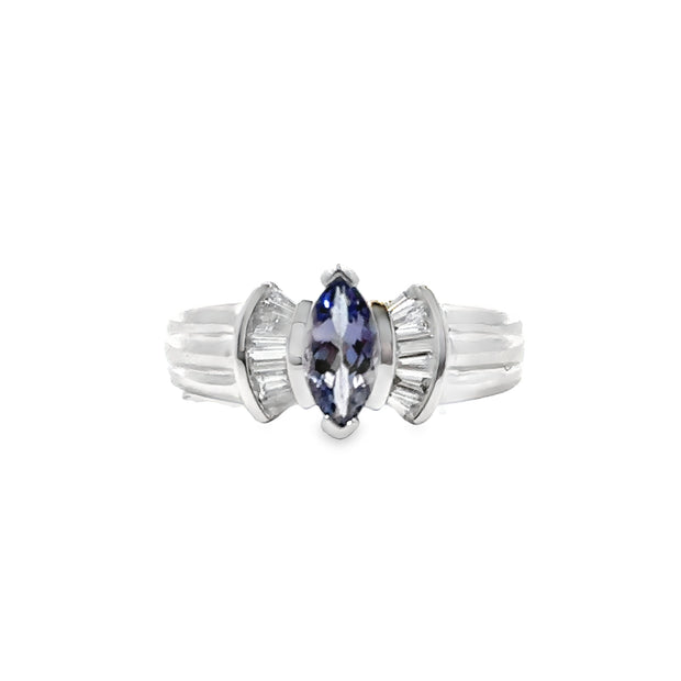 White Gold Tanzanite & Diamond Fashion Ring