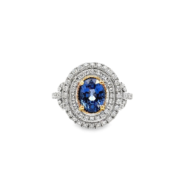 White Gold Sapphire and Diamond Ring
