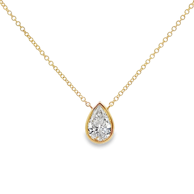 Lab Grown Yellow Gold Diamond Solitaire Necklace