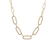 Yellow Gold Diamond Paper Clip Link Necklace
