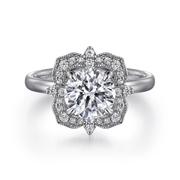 GABRIEL & CO "Floral" Engagement Ring