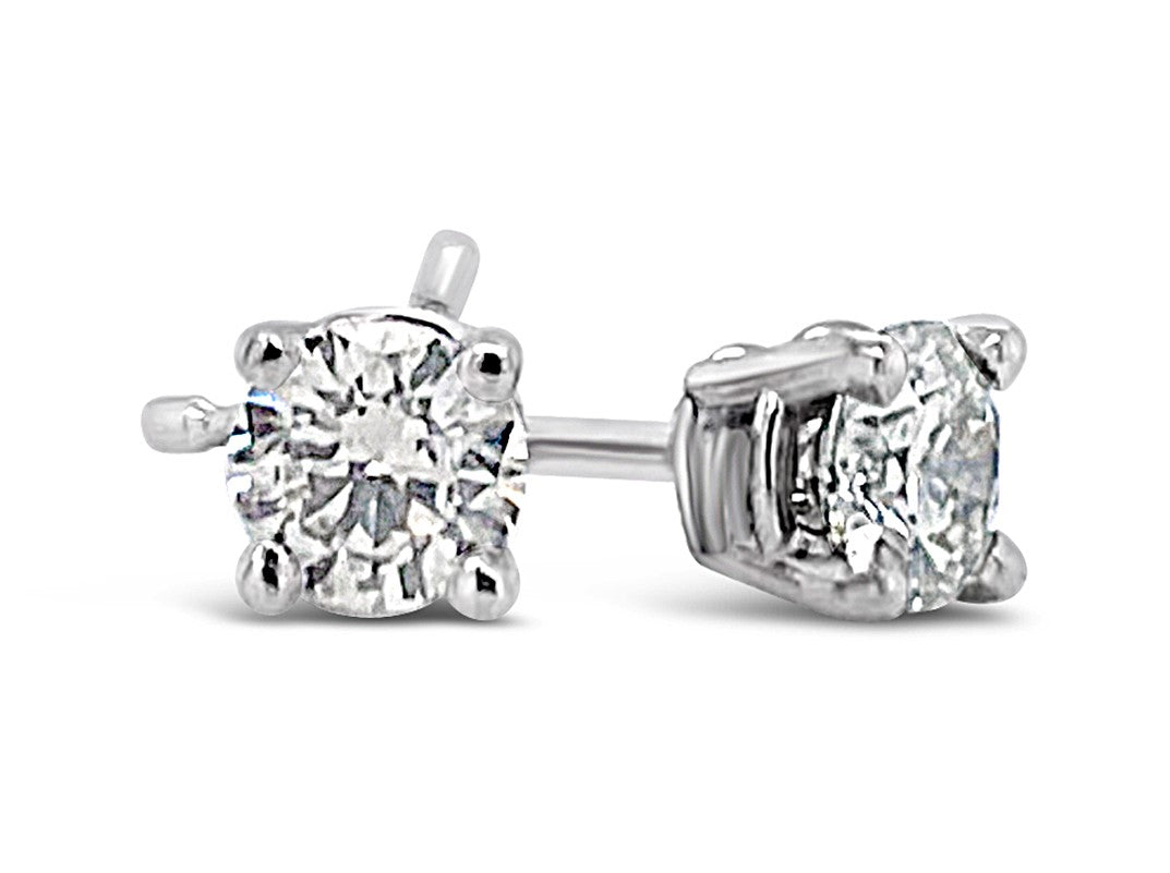 1.07 Cttw. White Gold Diamond Solitaire Earrings