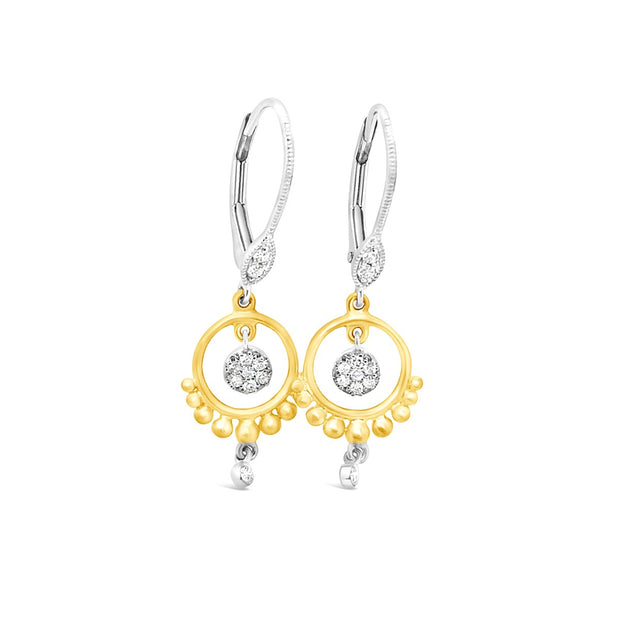 Meira T Yellow/White Gold Diamond Dangle Earrings