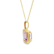 Yellow Gold Amethyst and Diamond Halo Pendant