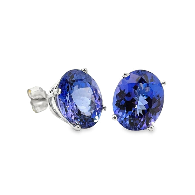 White Gold Tanzanite Stud Earrings