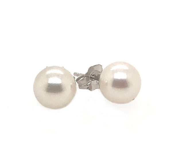 White Gold 7 - 7.5 MM Pearl Stud Earrings